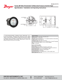 Thumbnail of document Manual - MP Mini-Photohelic Differential Pressure Switch/Gage
